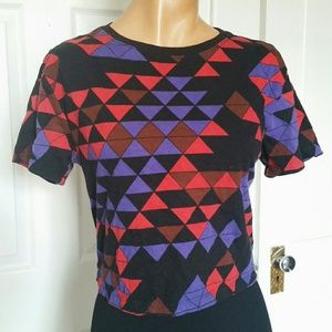 Geometric print cropped t-shirt